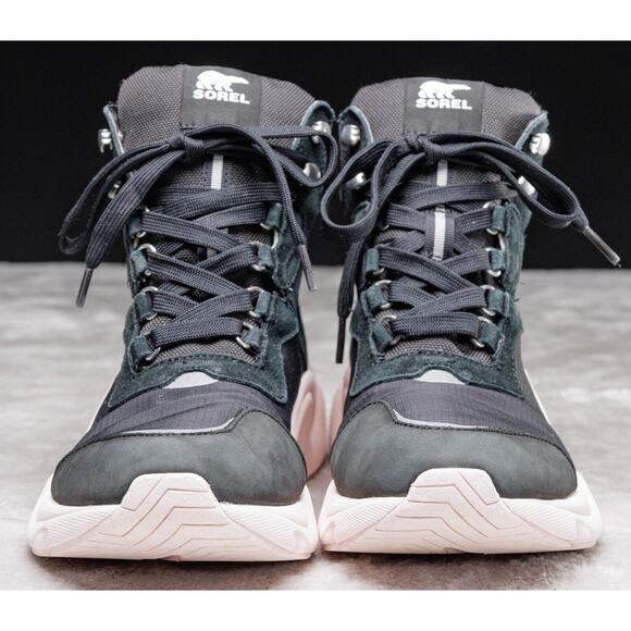 Sorel Kinetic RNEGD Conquest Black Pink Sneaker Waterproof Boots Womens Size 10 - Picture 2 of 16